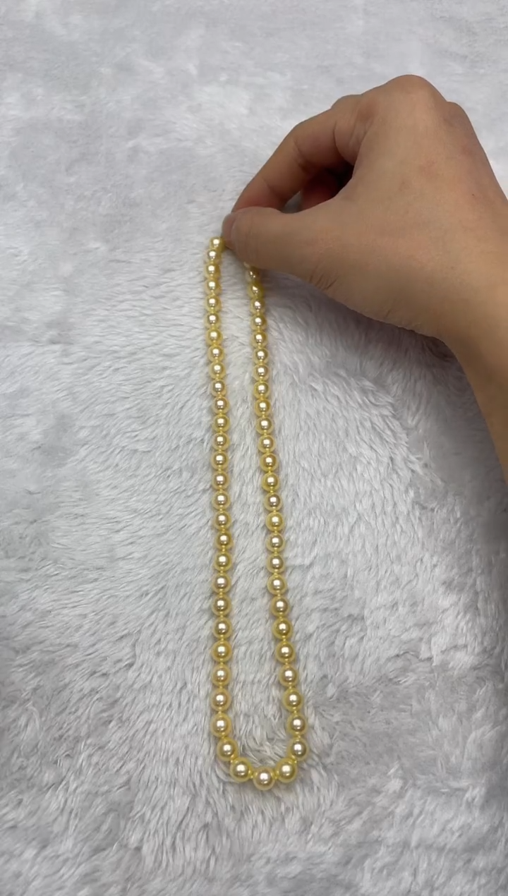 项链银S925镶嵌海水珍珠AK羽皇金7-7.5mm