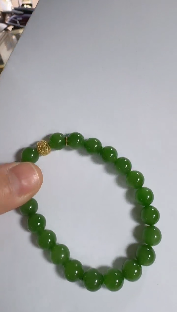 【闪购商品】未镶嵌和田玉（碧玉）手链卡8