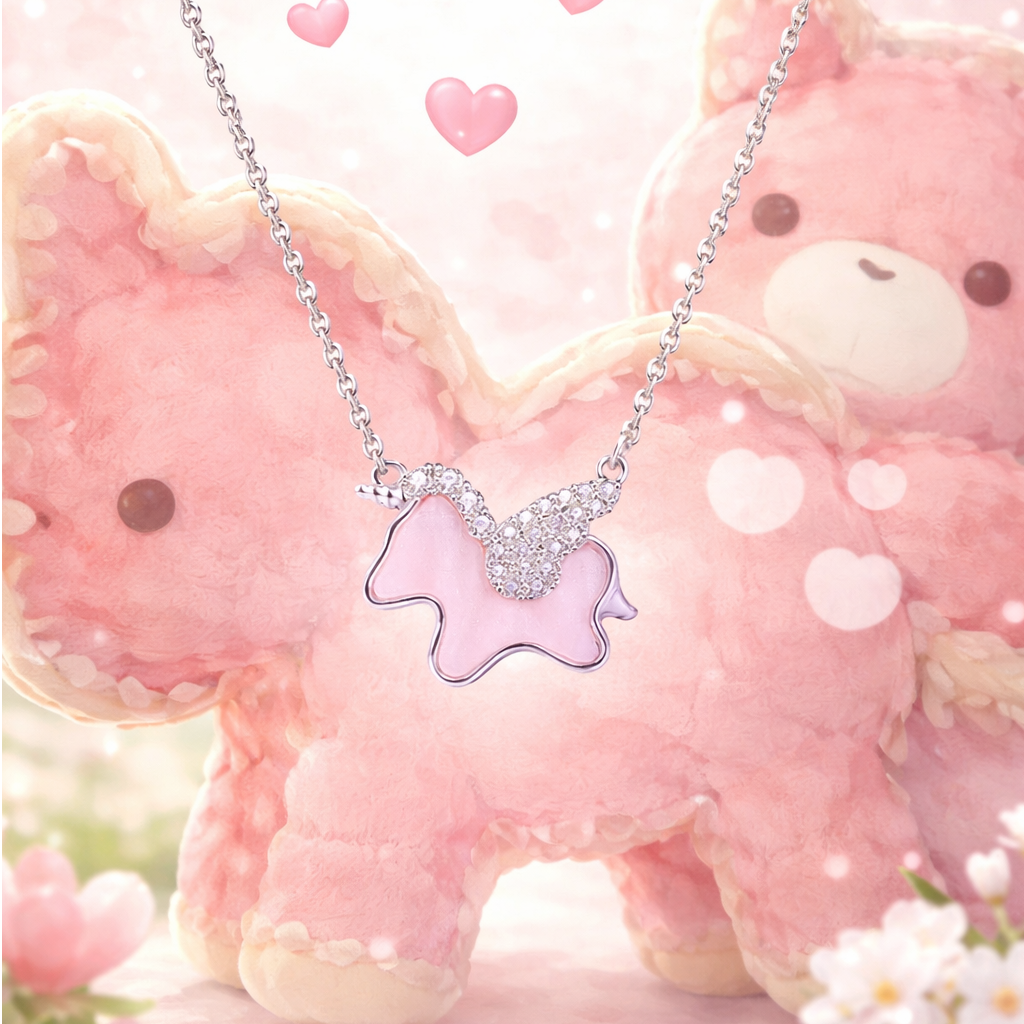 非金属亚克力项链 【守护之翼】阿吉豆女款粉色小马本命年生肖【XH】