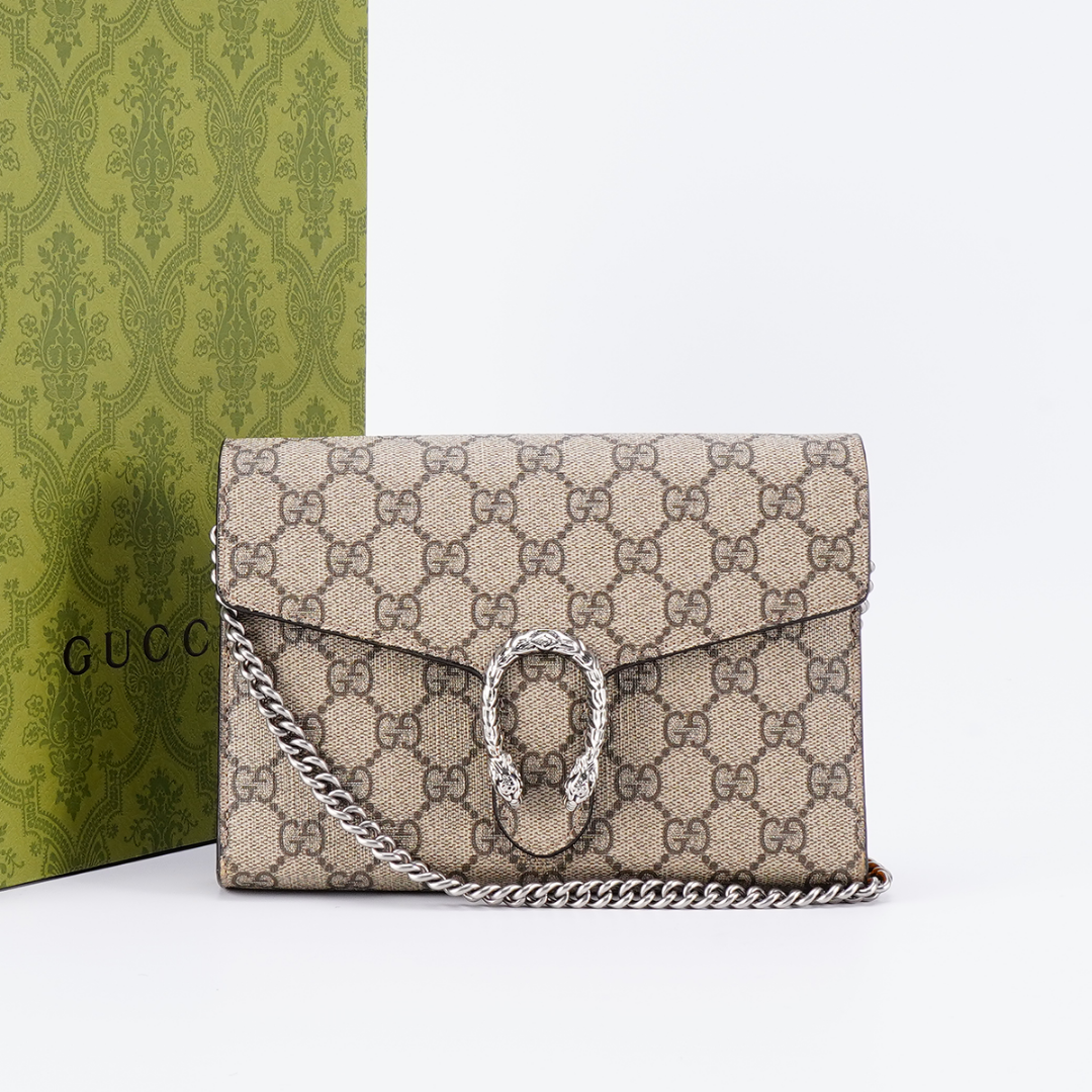 99新 GUCCI/古驰 【诗诗一口价】酒神woc老花包拼棕/BG22006357/98