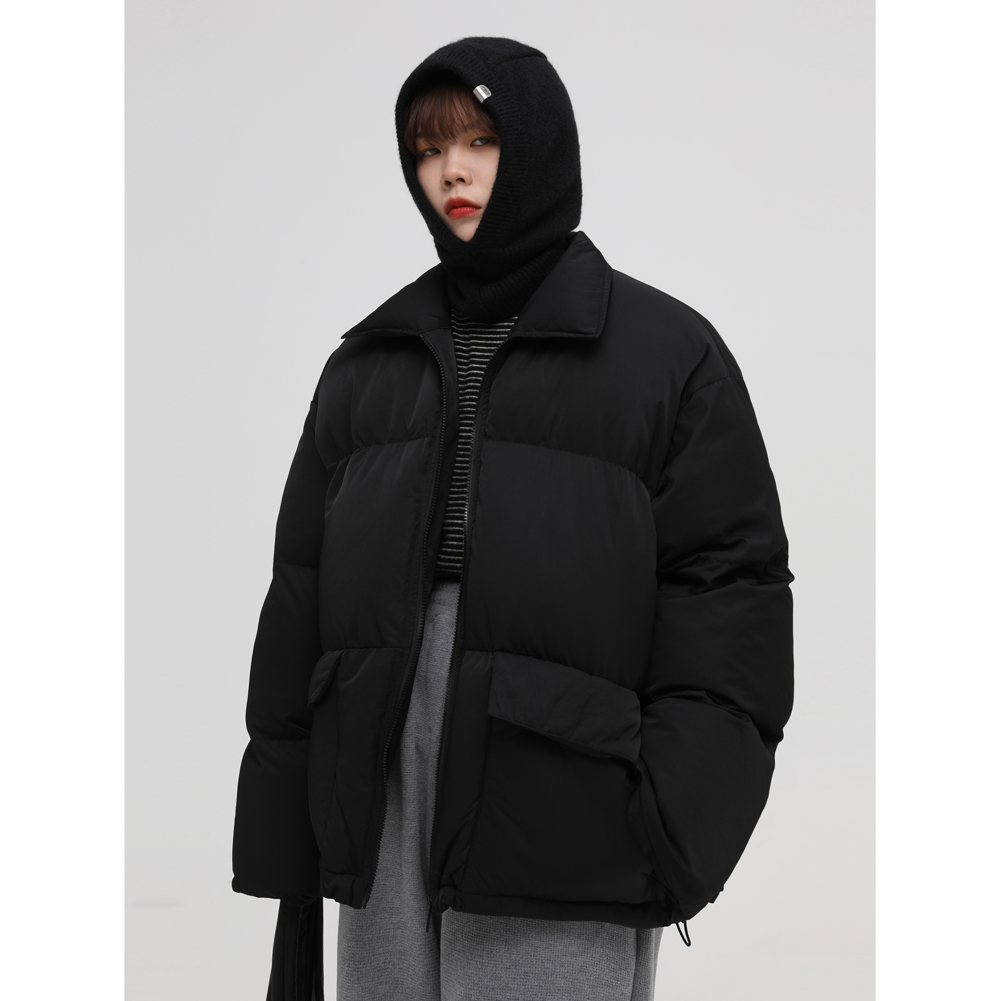 MASONPRINCE 冬季90白鸭绒翻领男宽松加厚短款面包服