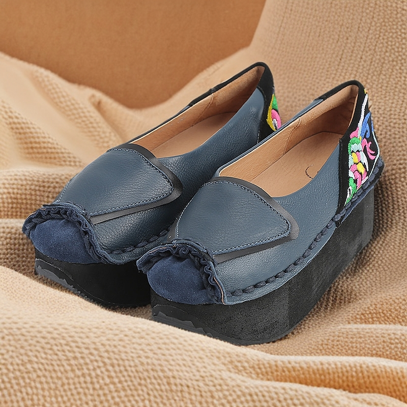 【双12同价-念鱼-现货】杨丽萍雀云裳民族风绣花厚底鞋中老年女士