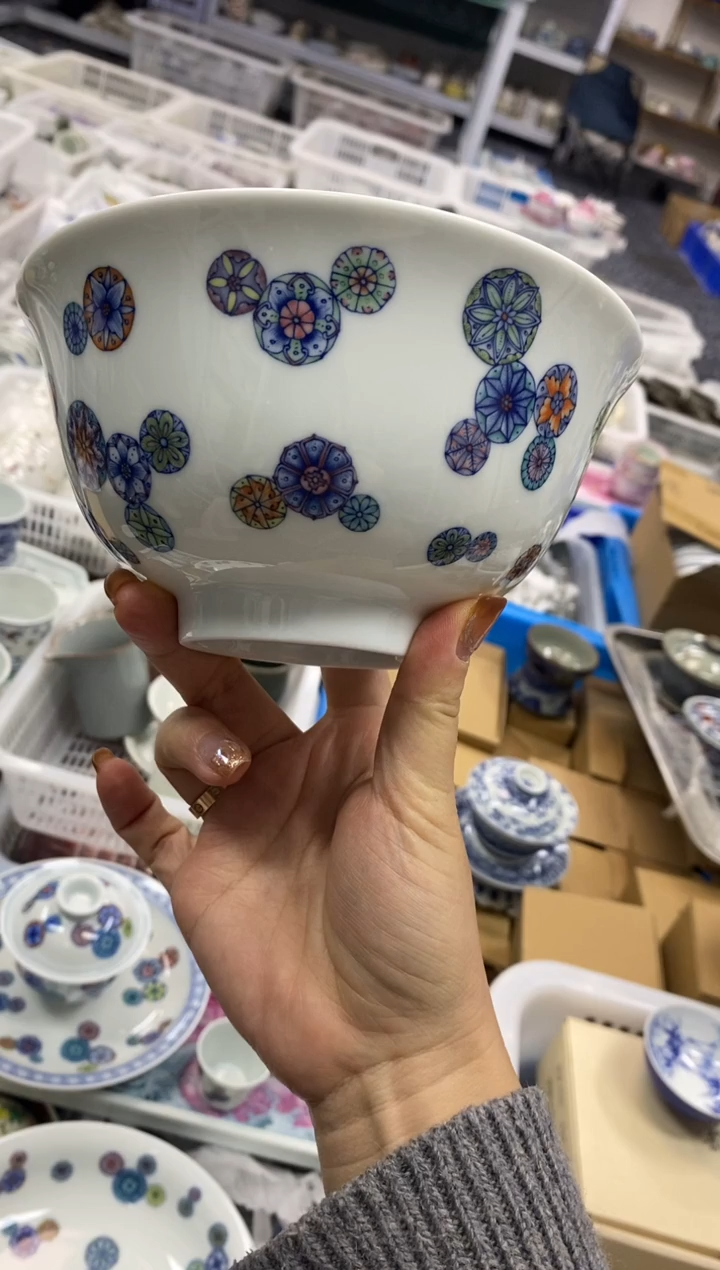 杯景德陶瓷茶具餐具面碗口径16