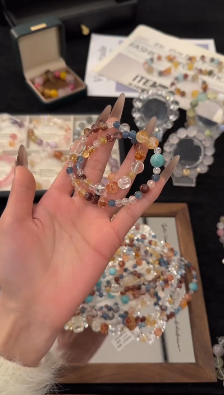 未镶嵌手链水晶多宝双圈x3439