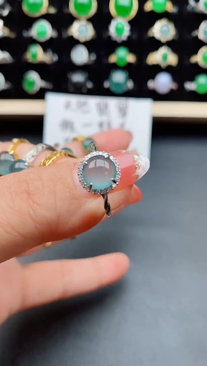 【闪购商品】翡翠戒指银S925镶嵌5080