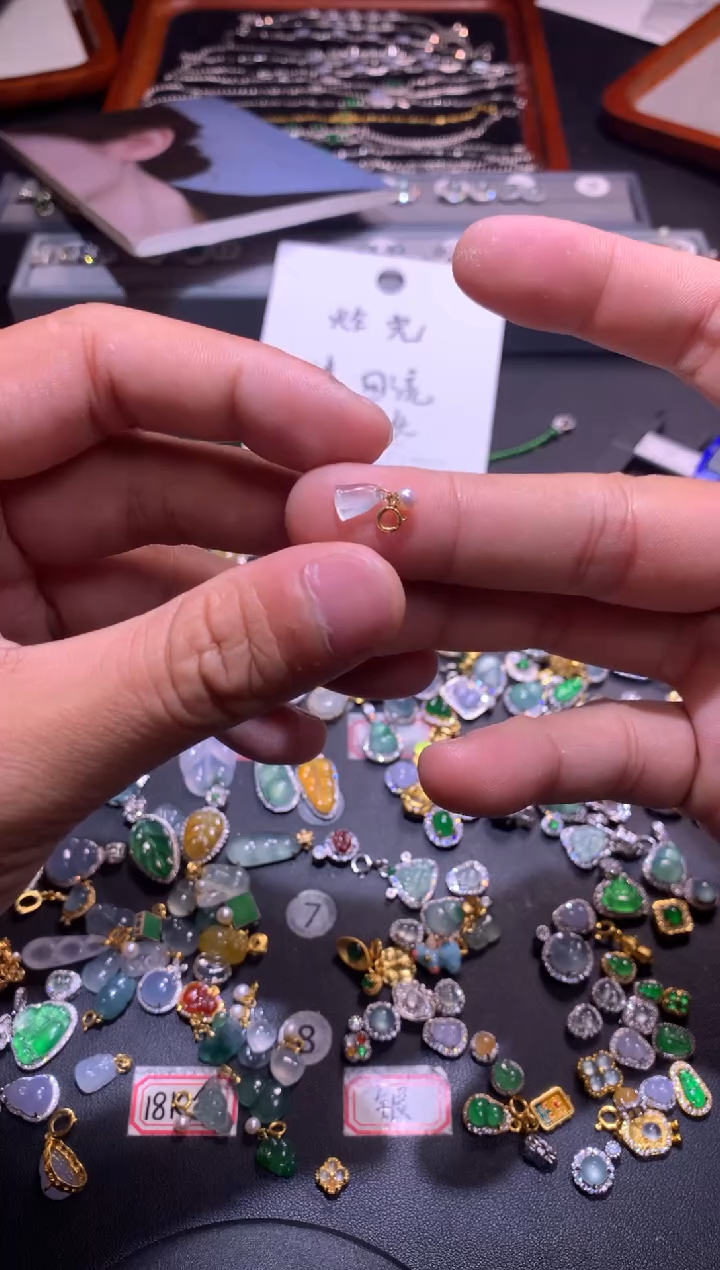 翡翠银S925镶嵌吊坠(不含链)1