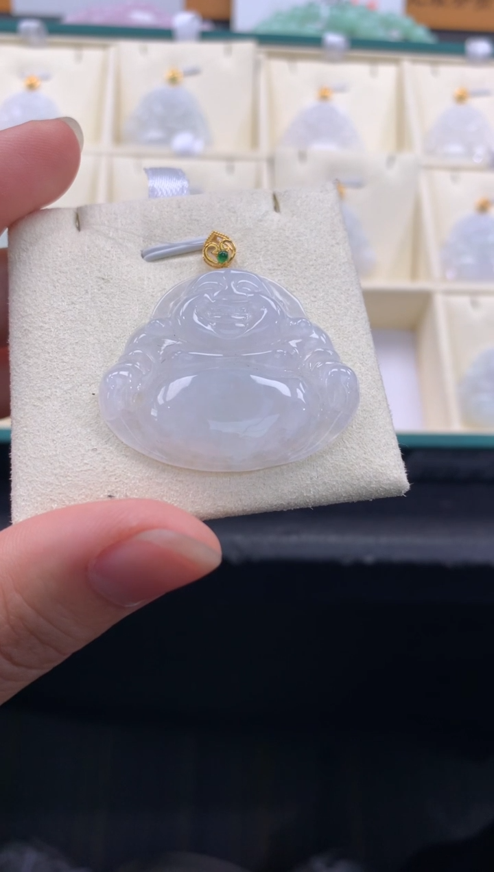 颈饰18K金镶嵌翡翠FA56 翡翠大佛公 多样性发其一赠皮绳