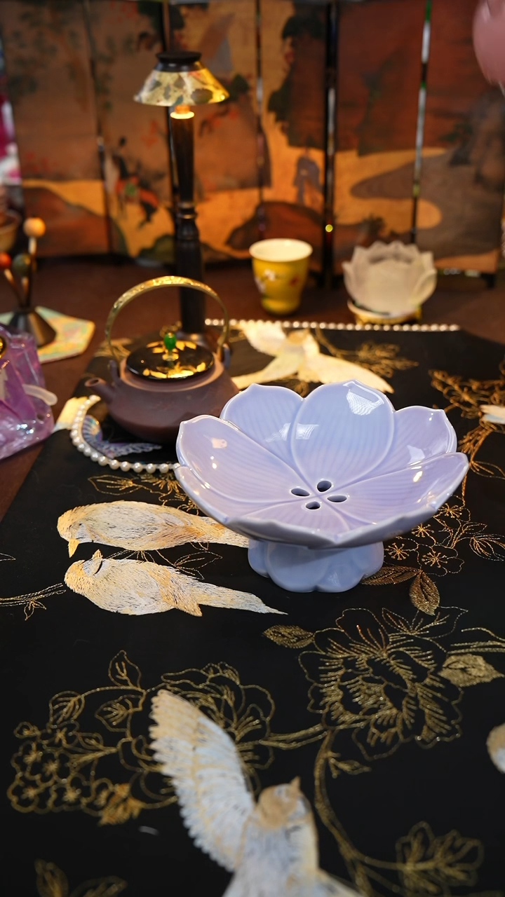 【闪购商品】景德镇大乔推荐好物陶瓷紫色高脚果盘