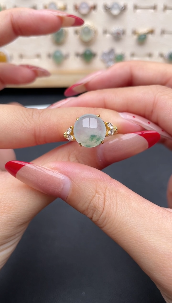 【闪购商品】翡翠戒指银S925镶嵌一物一证一礼盒