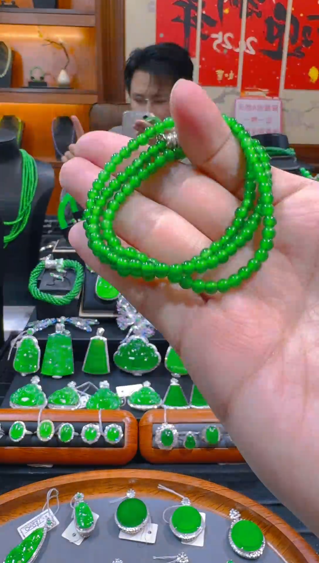 【闪购商品】翡翠颈饰银S925镶嵌天然a货翡翠