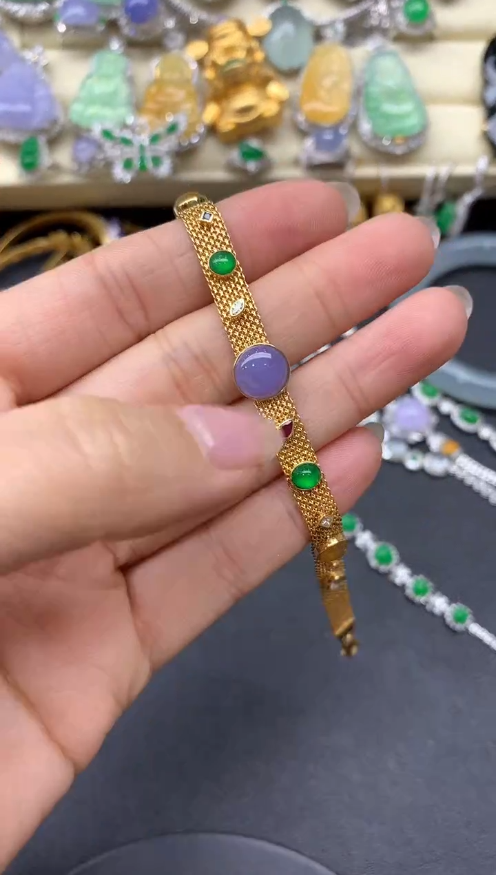 【闪购商品】翡翠手串18K金镶嵌568-中国好珍宝