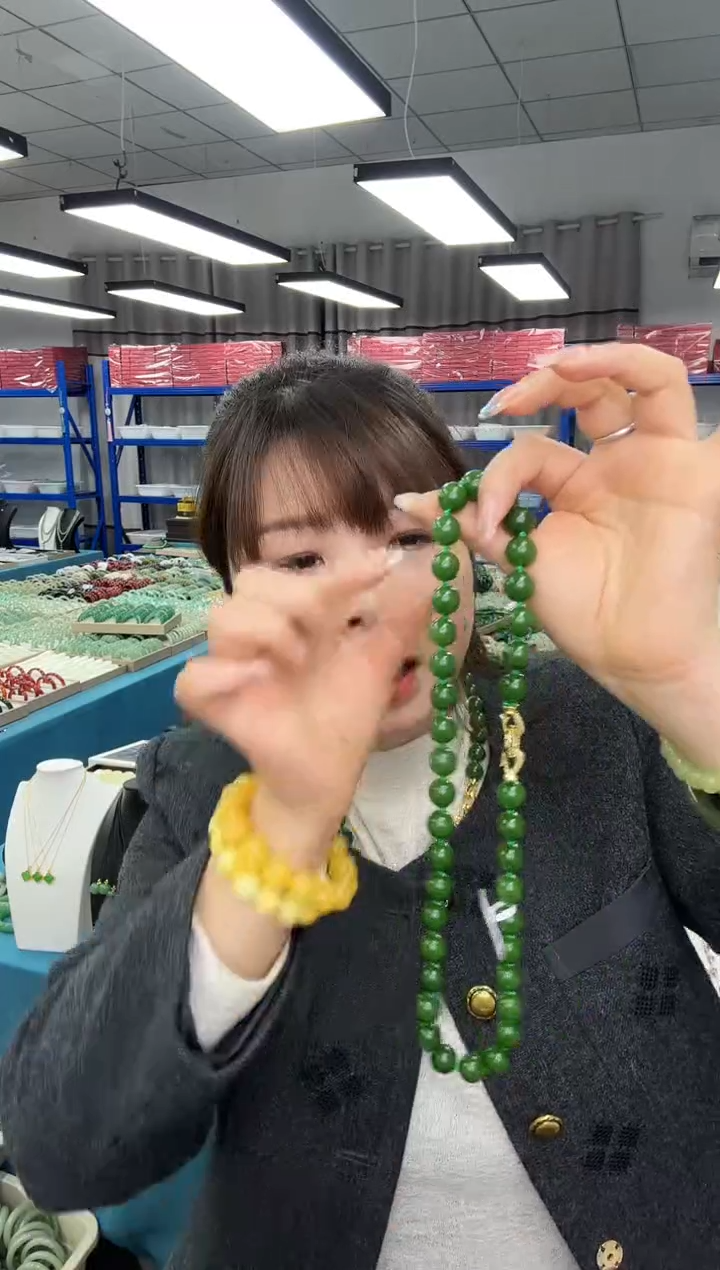 高品质阳绿12毫米设计款项链