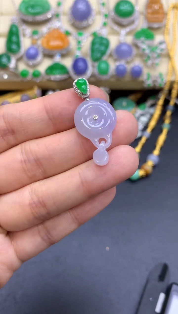 颈饰18K金镶嵌翡翠187-中国好珍宝