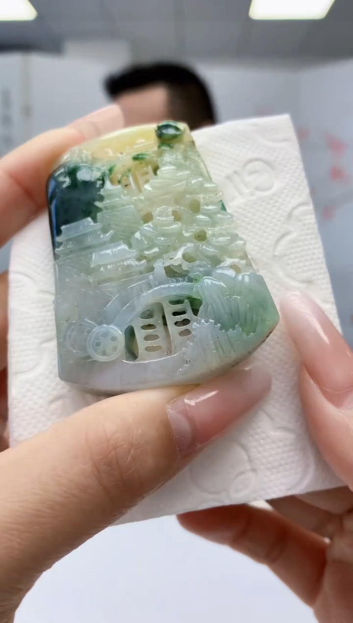 【闪购商品】定制翡翠未镶嵌3916lr-毛货挂件163