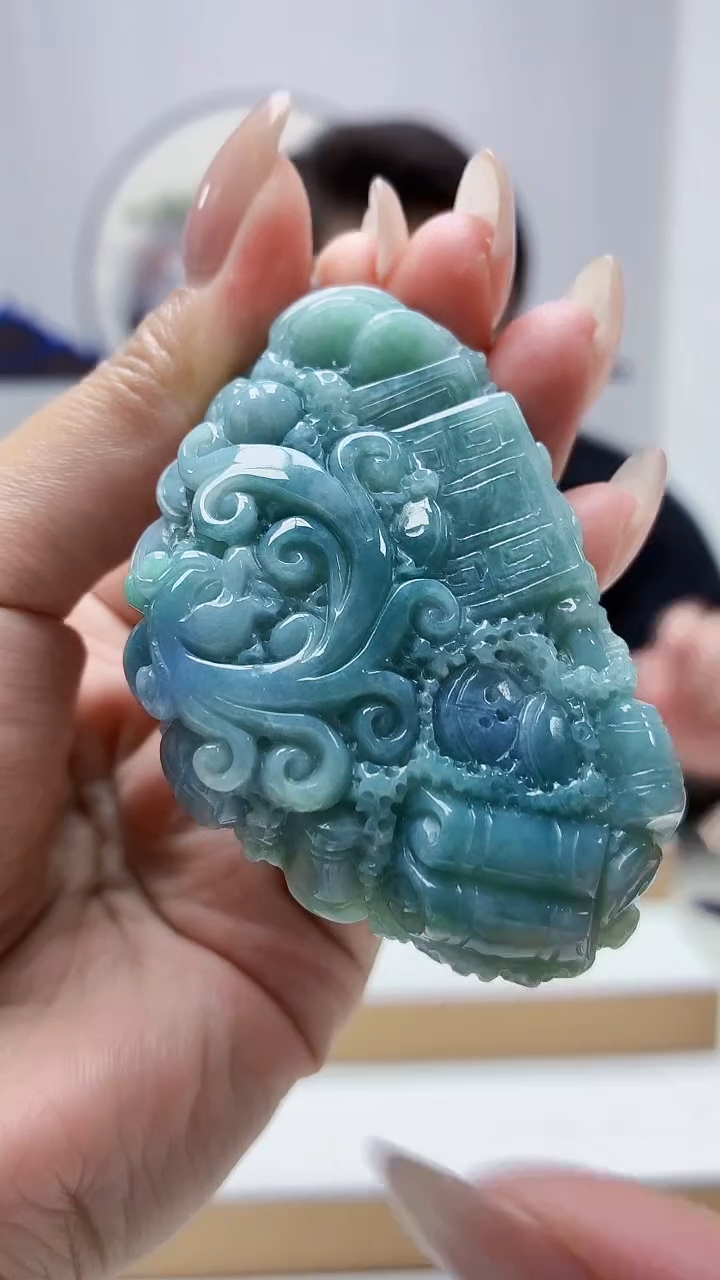 未镶嵌定制翡翠5060MM-毛货挂件42