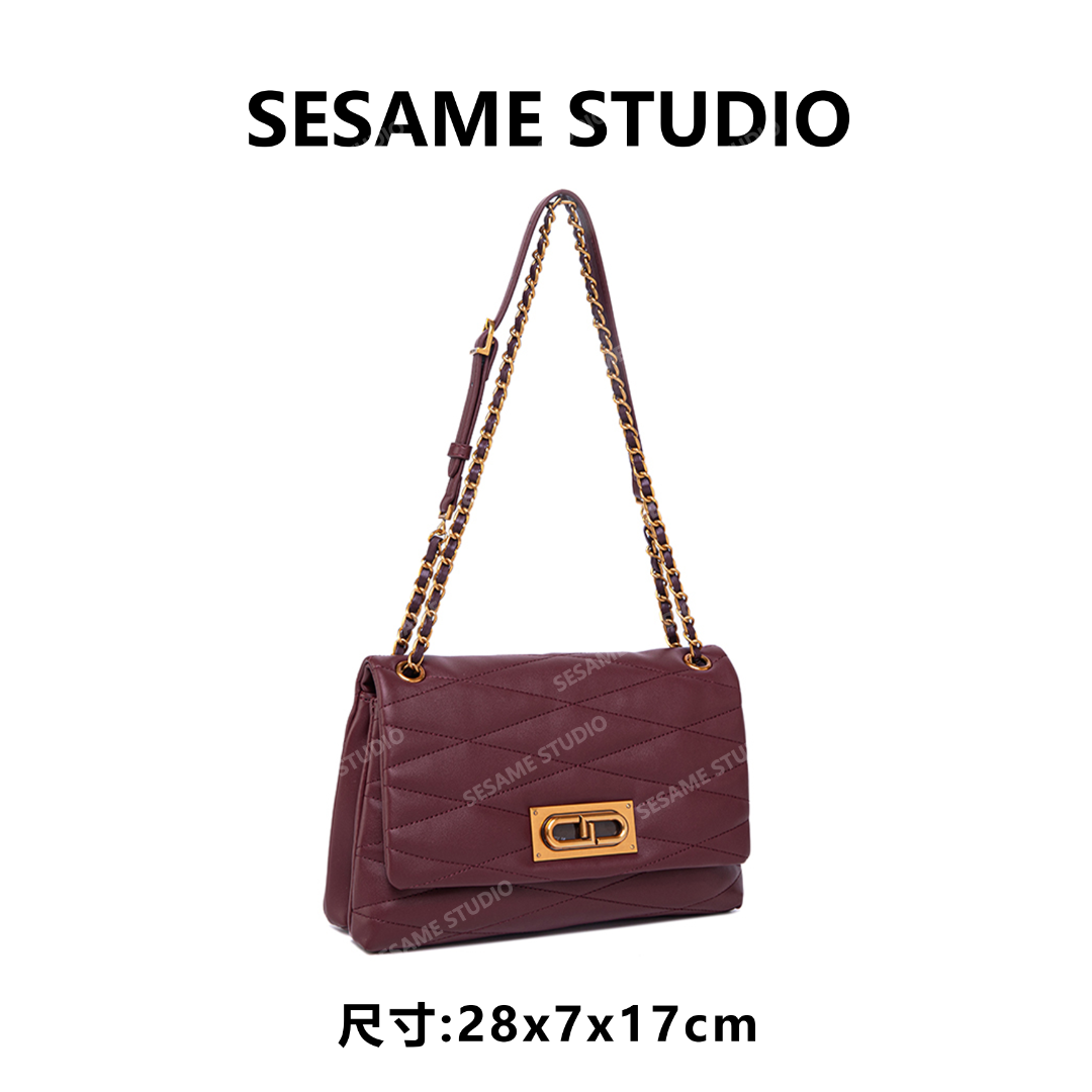 【芝麻集】QYX-98057-浆果色RAIN.CUN休闲时尚百搭腋下女包