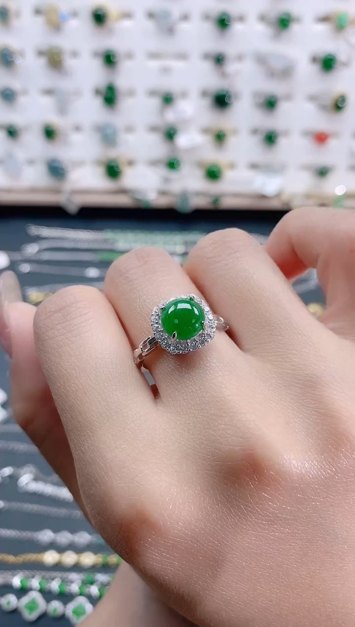 【闪购商品】翡翠银S925镶嵌戒指天然翡翠