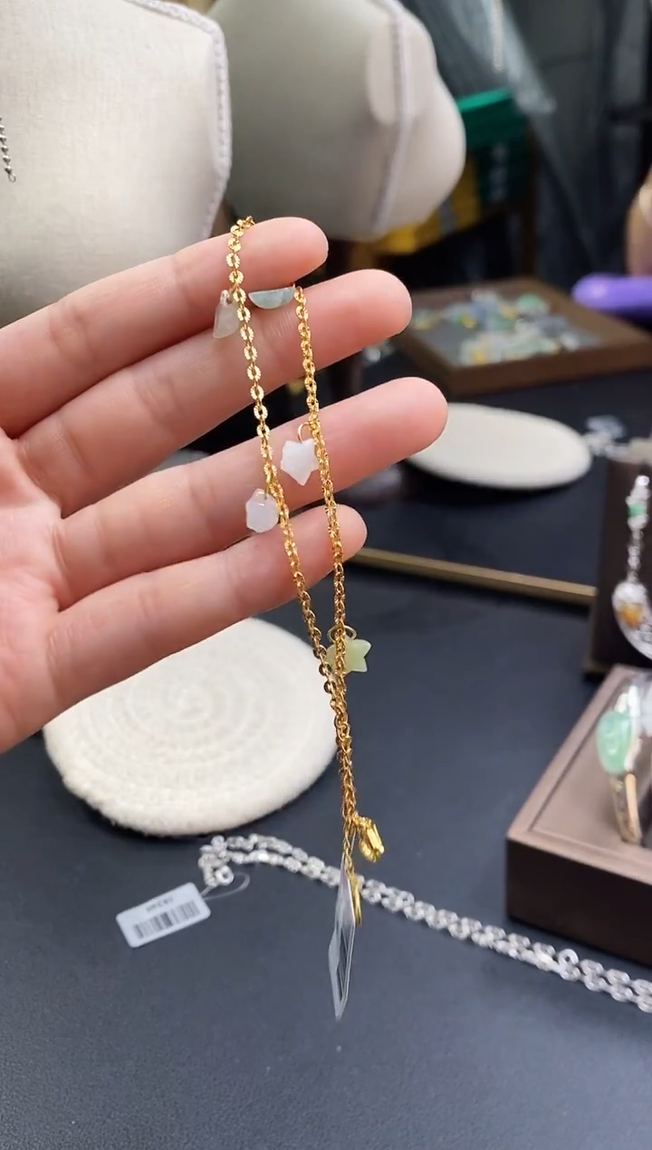 颈饰银S925镶嵌翡翠多样性发一12971