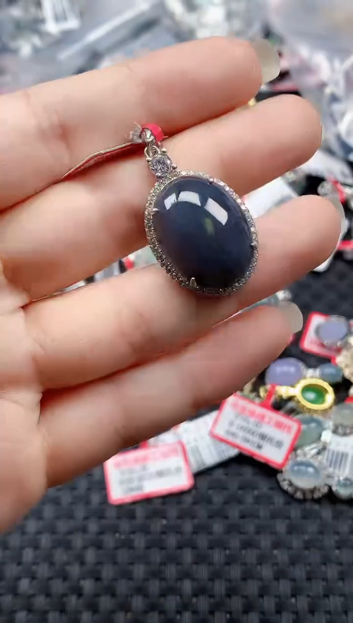 银S925镶嵌戒指翡翠天然A货缅甸翡翠