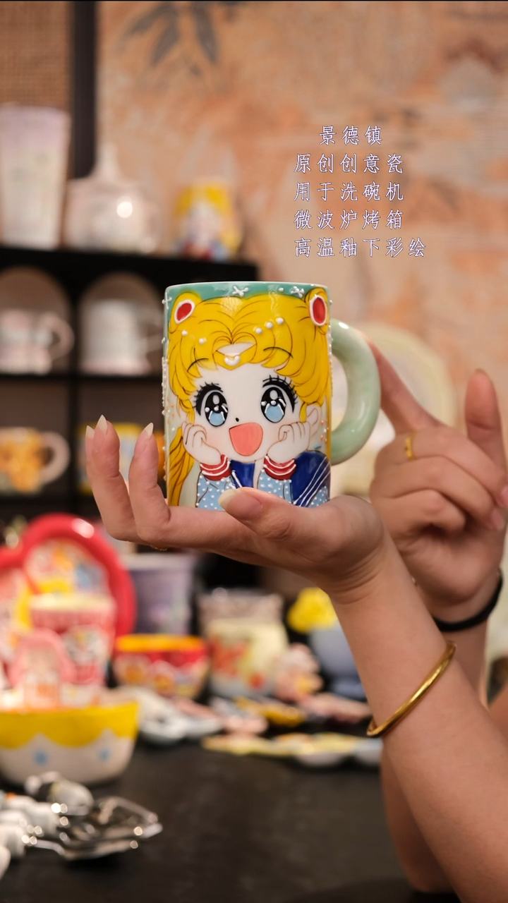摆件景德镇手工手绘设计师款