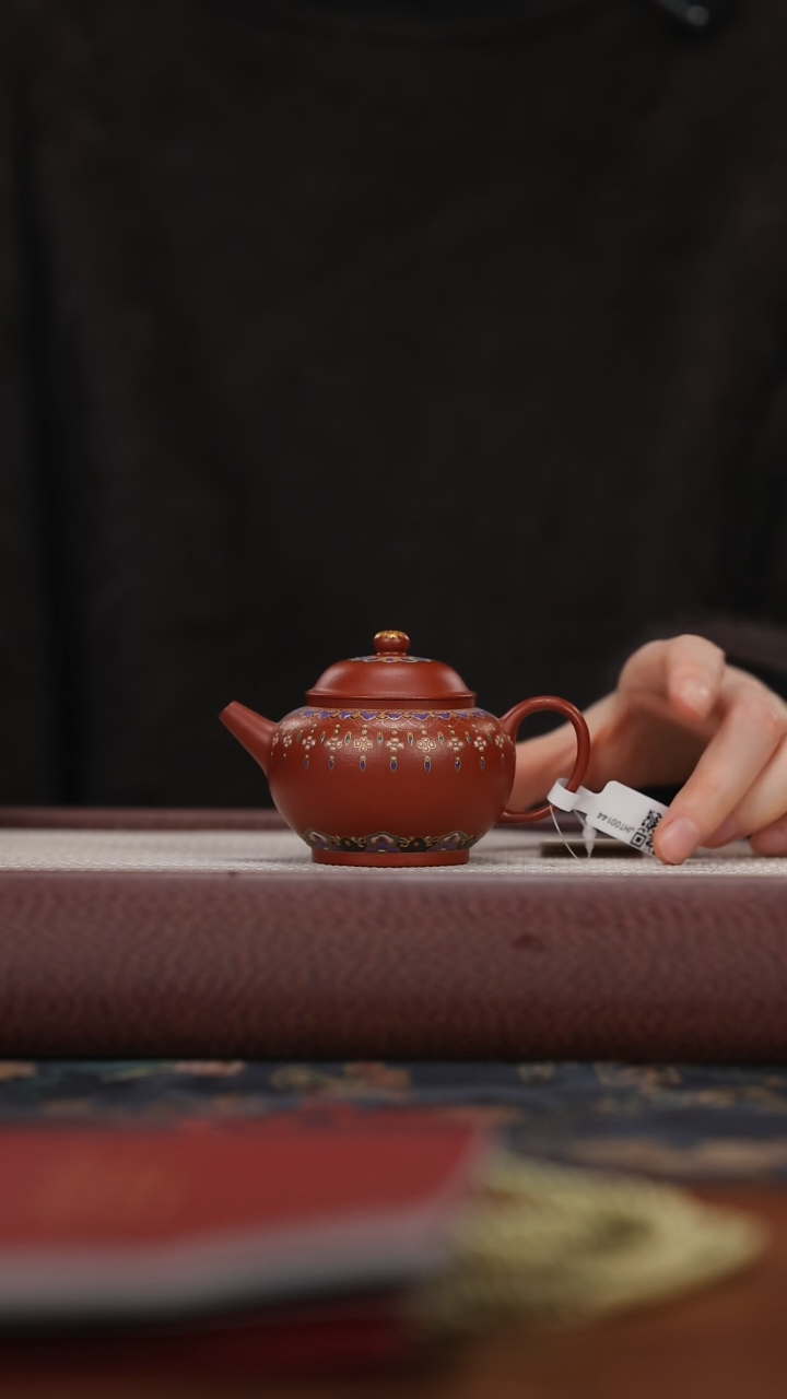 【闪购商品】紫砂茶壶jht大红袍 珐琅彩 巨轮 100cc