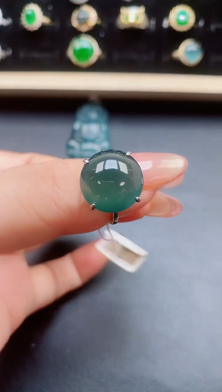 翡翠戒指银S925镶嵌2132