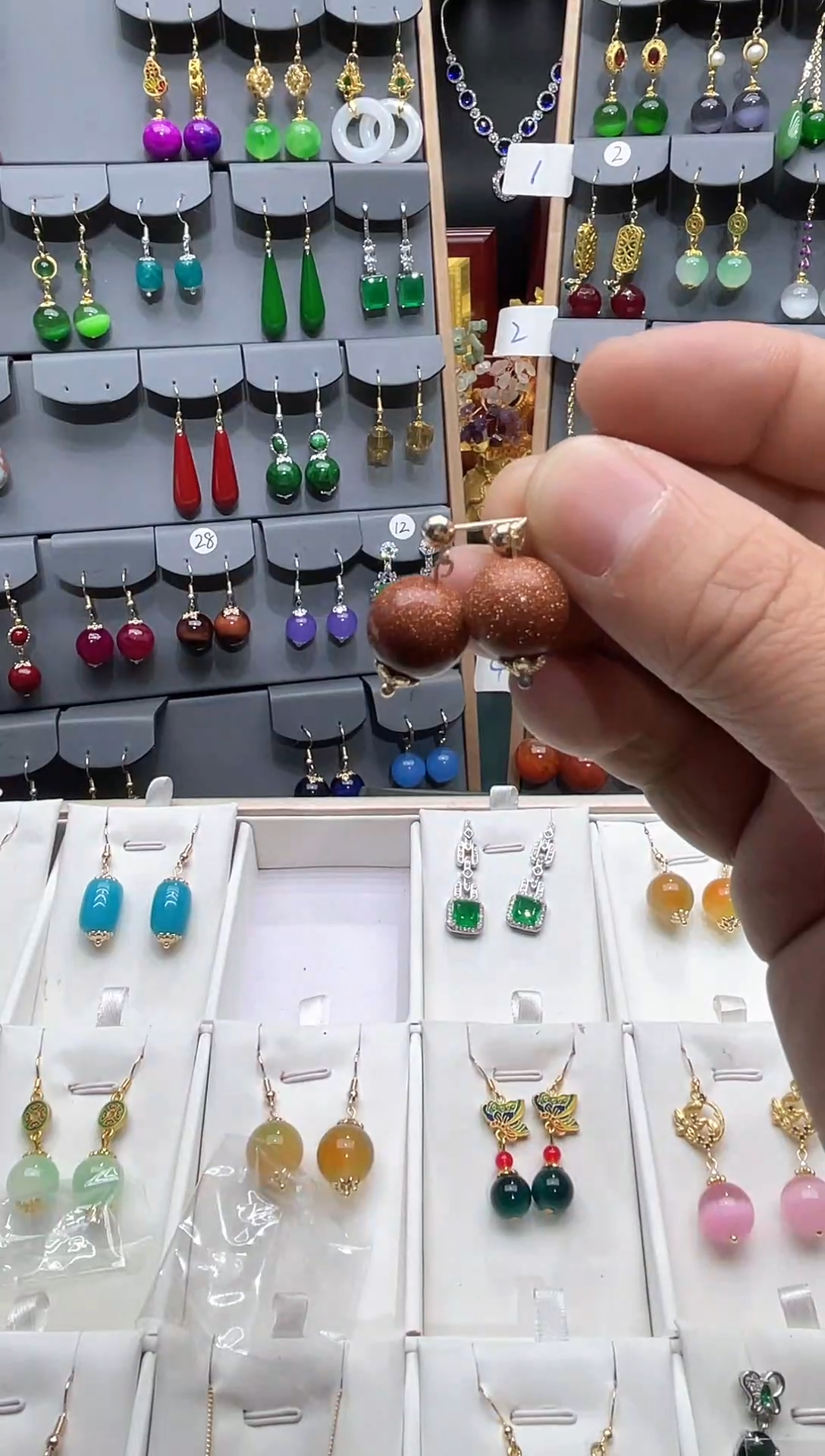 【闪购商品】玛瑙/玉髓耳钉14K金镶嵌时尚耳饰111