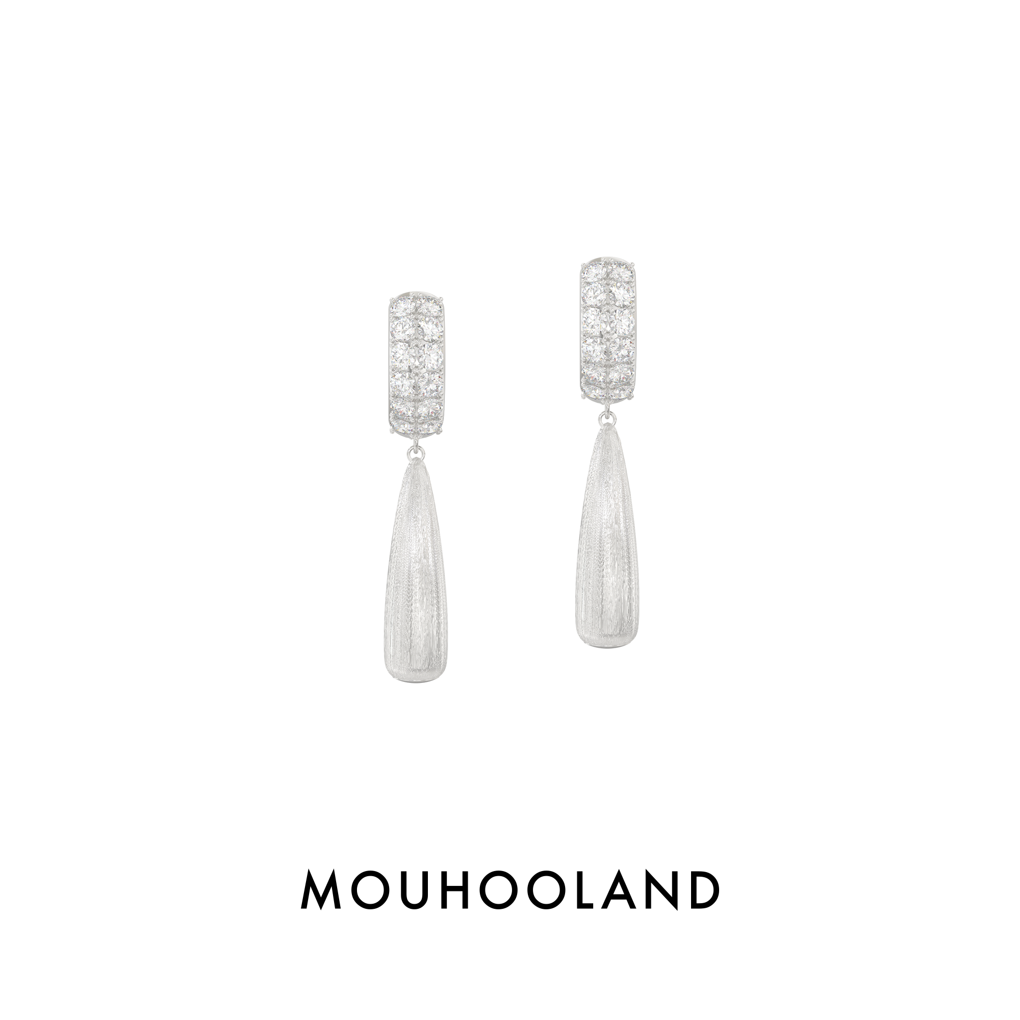 Mouhooland/暮后之地 铜合金合成锆石耳饰 钻扣雨滴耳饰925银针