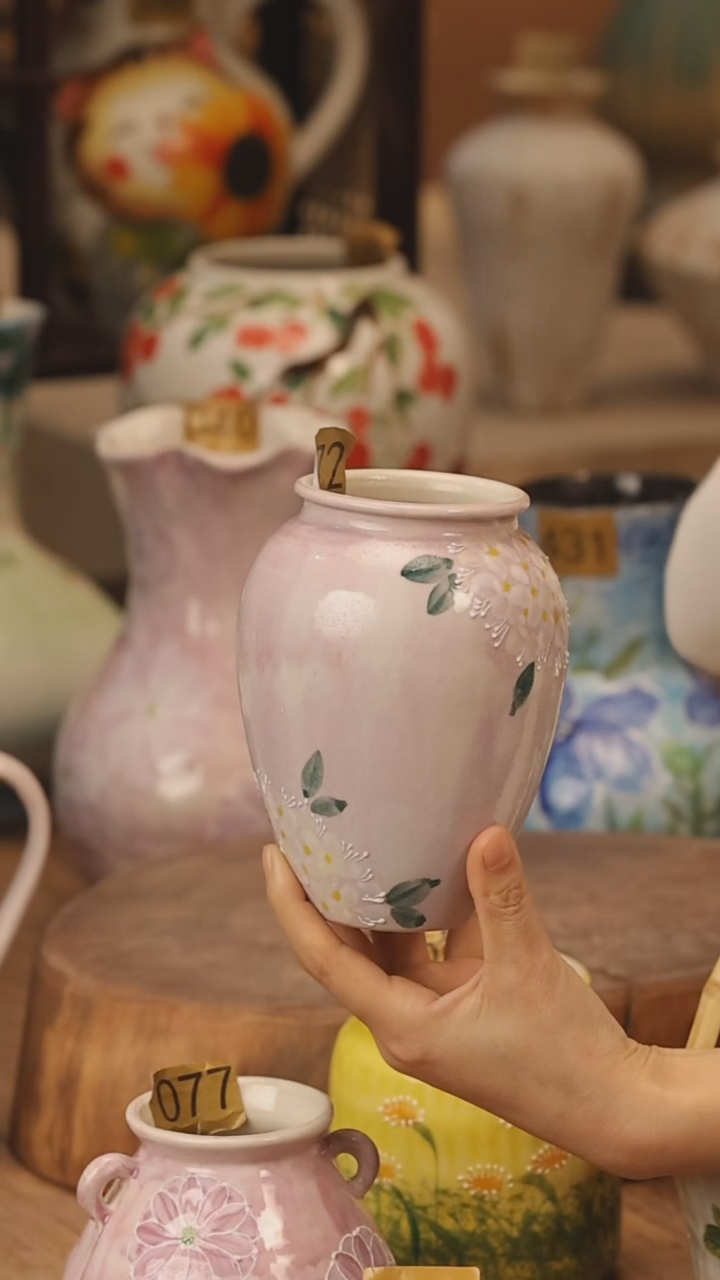 陶瓷景德镇设计师手作花器摆件侘寂风@M172@