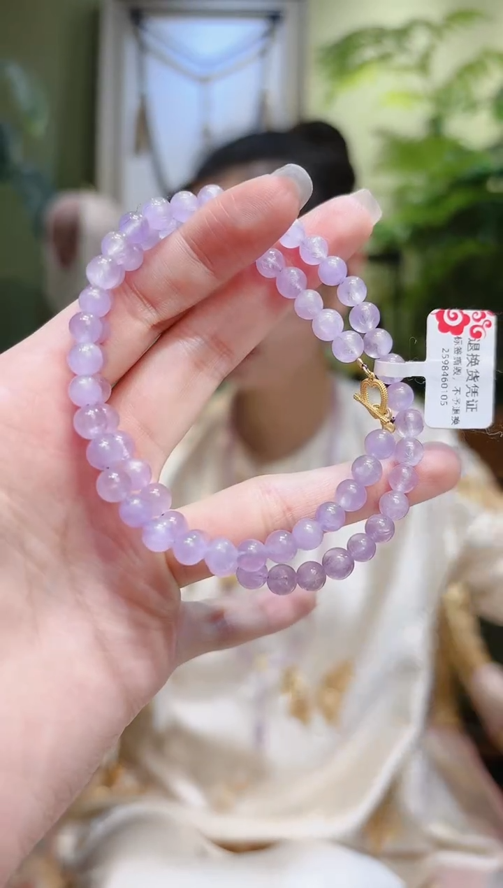 【闪购商品】锂辉石项链18K金镶嵌紫锂辉项链6.1OT