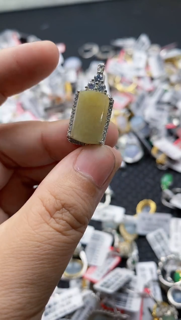 翡翠戒指银S925镶嵌6666---10