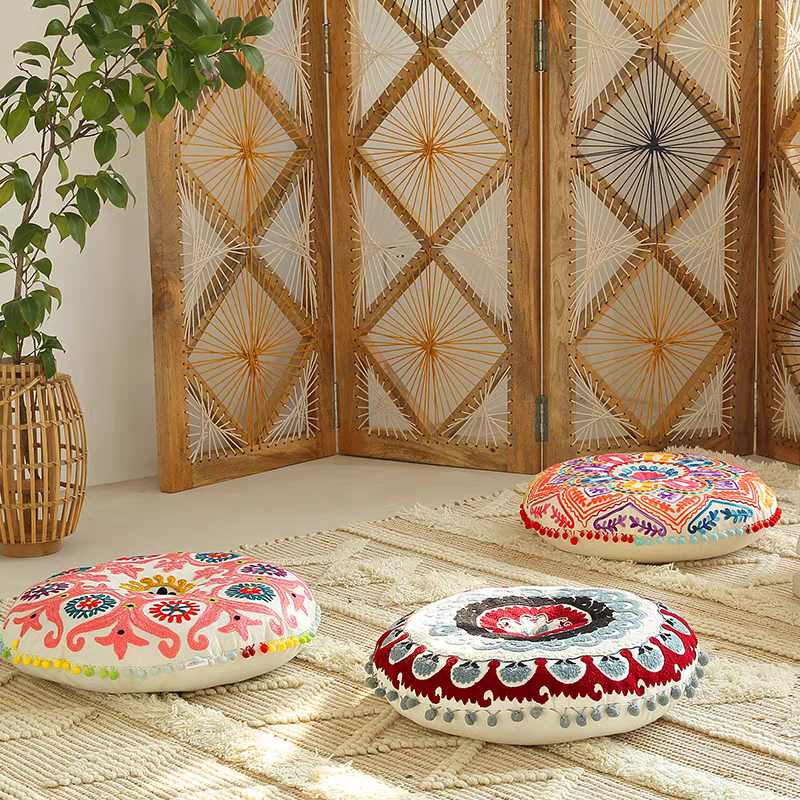 梭罗双树|大地之花 波希米亚印度手工蒲团榻榻米坐垫加厚圆50cm
