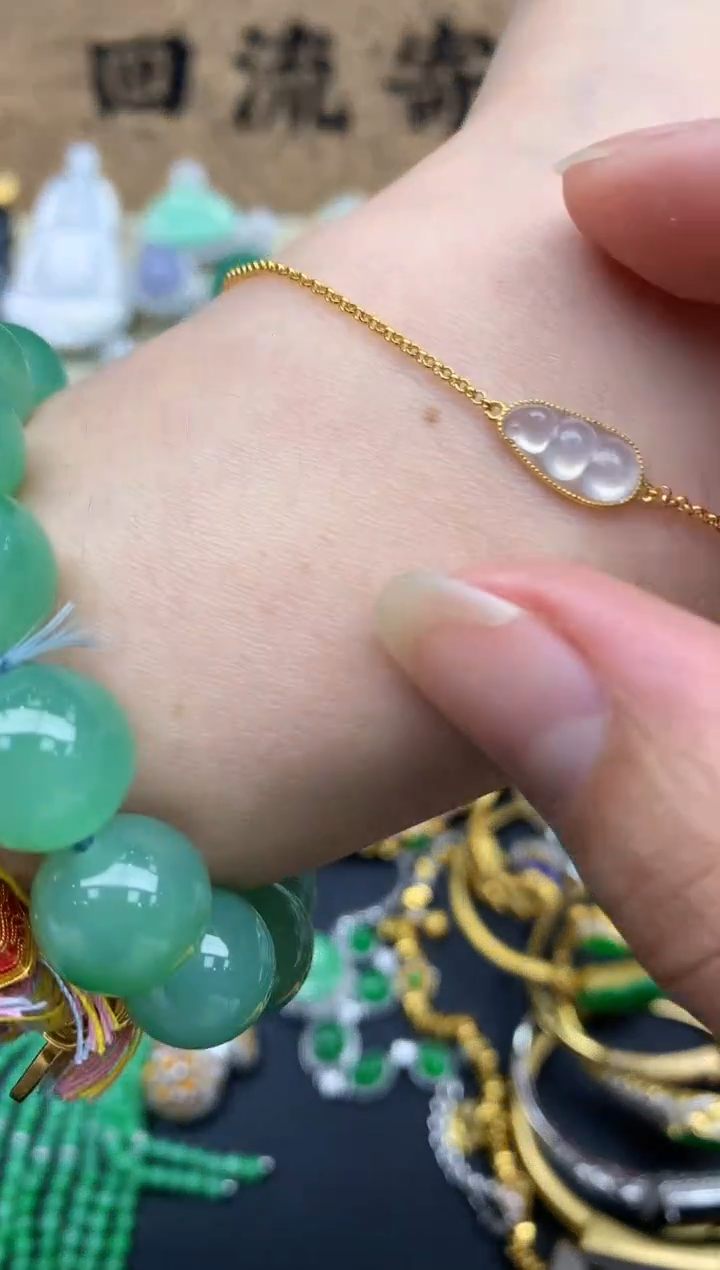 【闪购商品】翡翠手串18K金镶嵌324-中国好珍宝