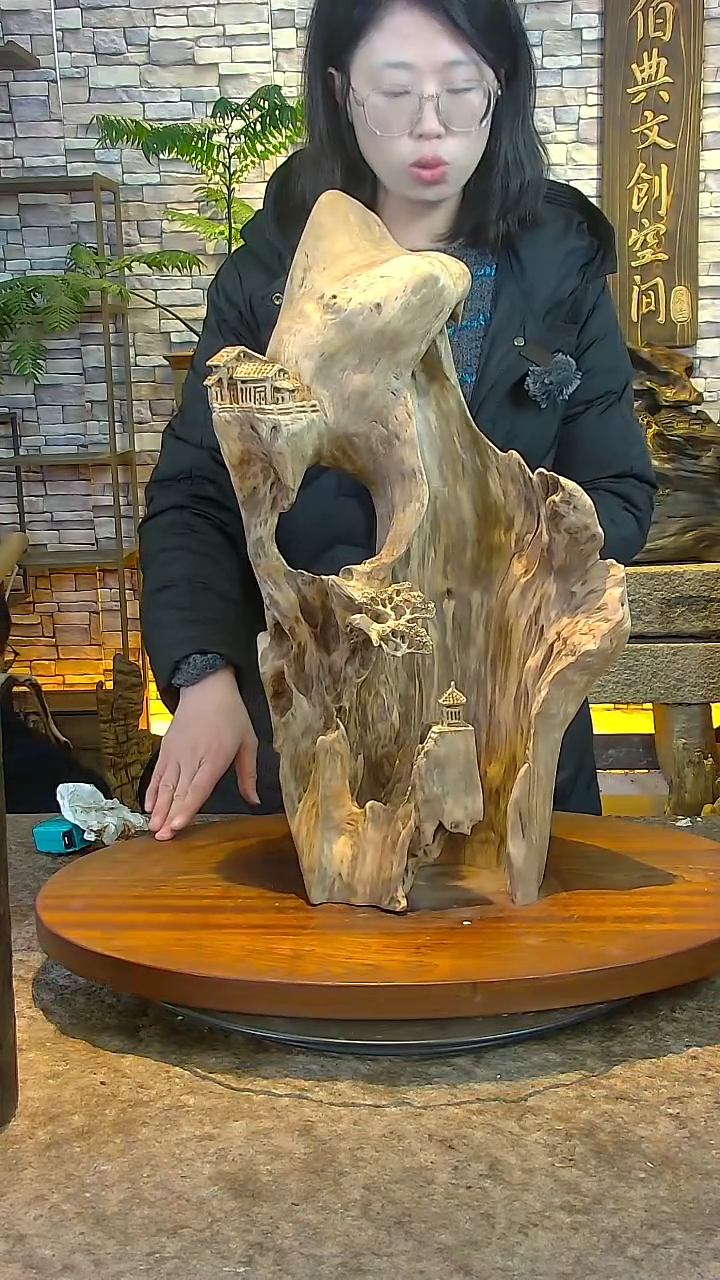 木木雕款香樟木山水禅意摆件