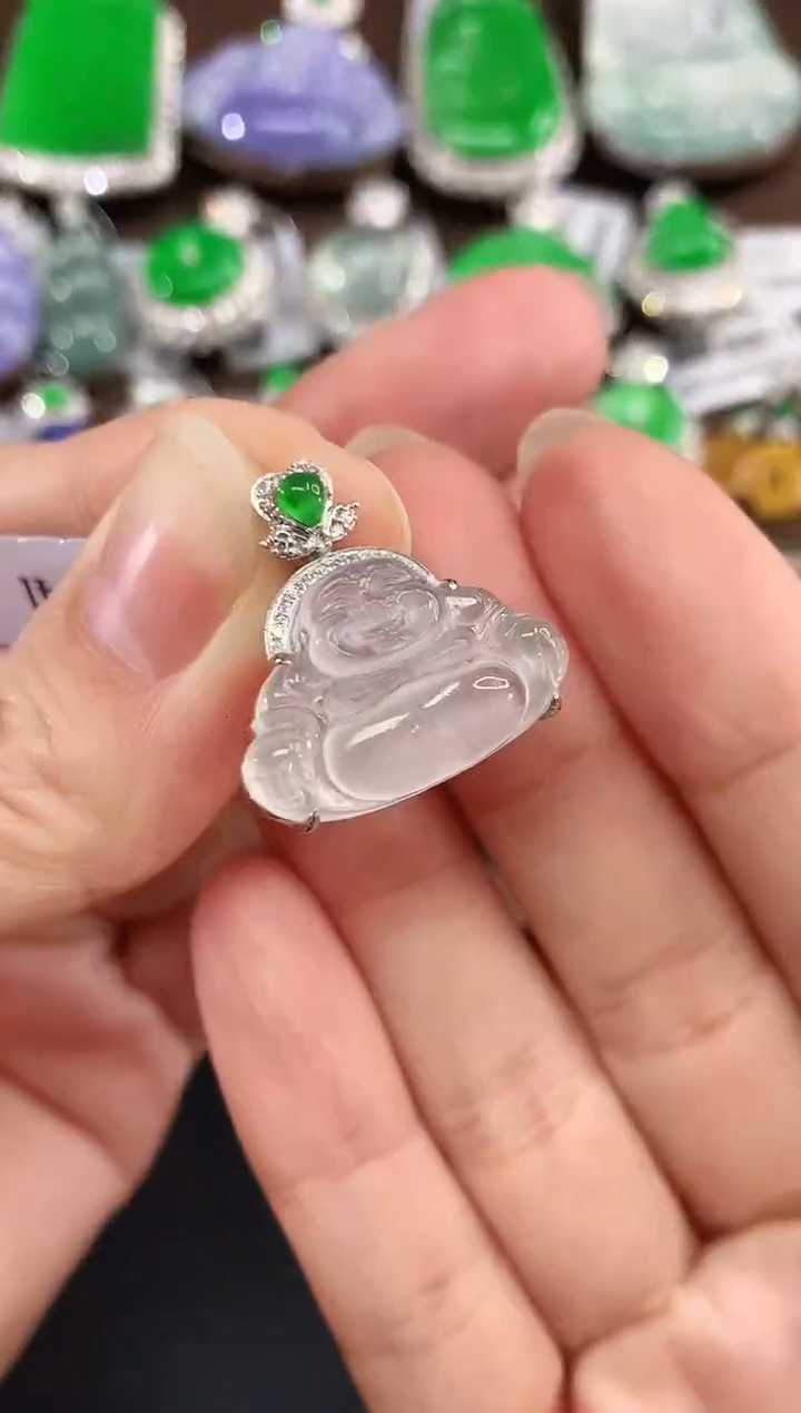 吊坠(不含链)18K金镶嵌翡翠239佛公|7800