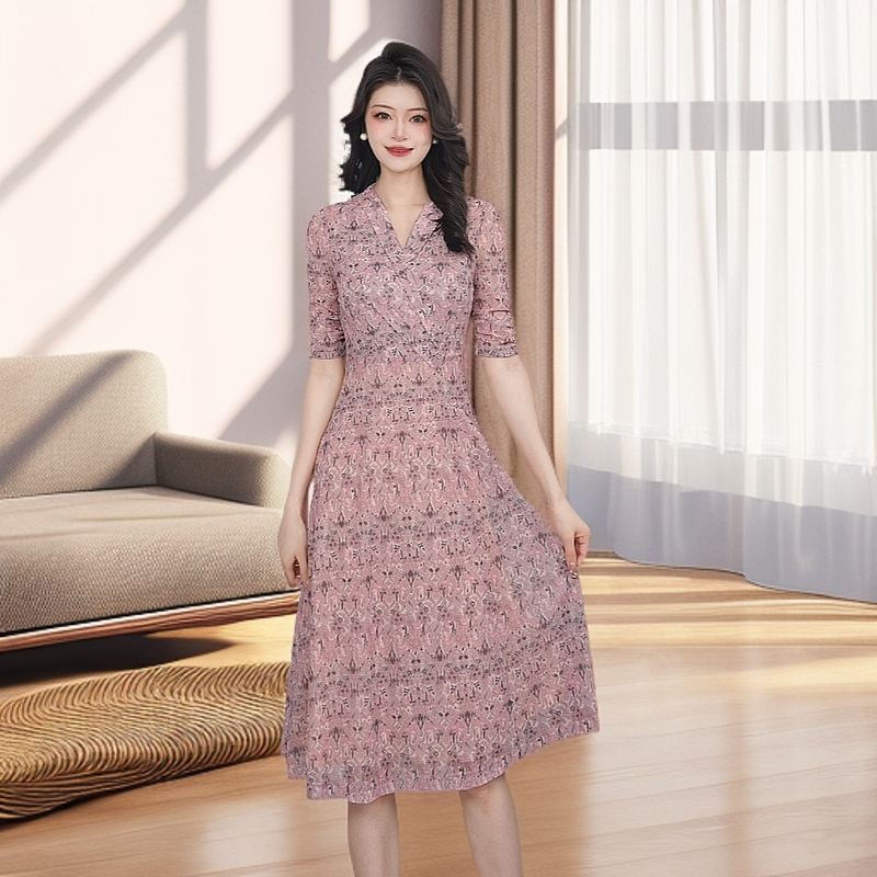 Gowani/乔万尼2025新款商场同款法式淑女连衣裙微透设计ED2E409