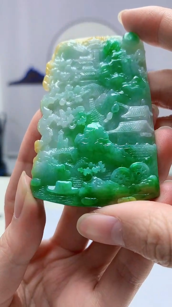 【闪购商品】定制翡翠未镶嵌4688zm-毛货赠珠链山水175