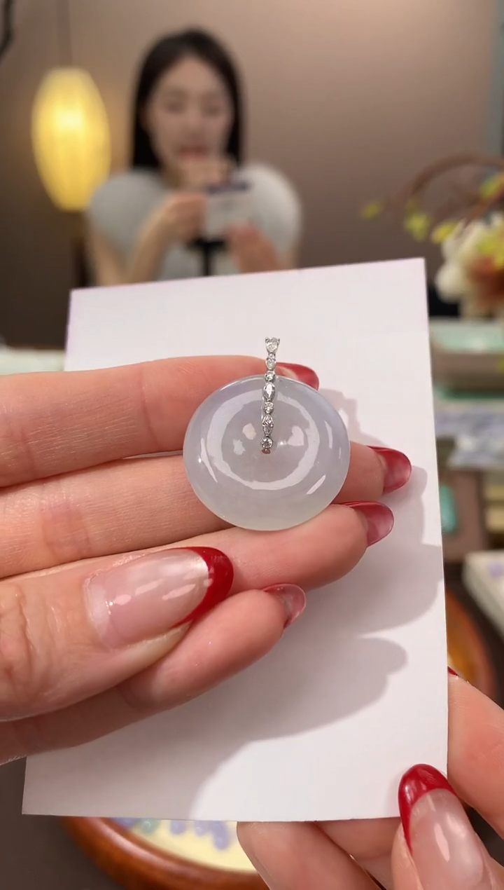 【闪购商品】翡翠颈饰18K金镶嵌天然缅甸a货翡翠