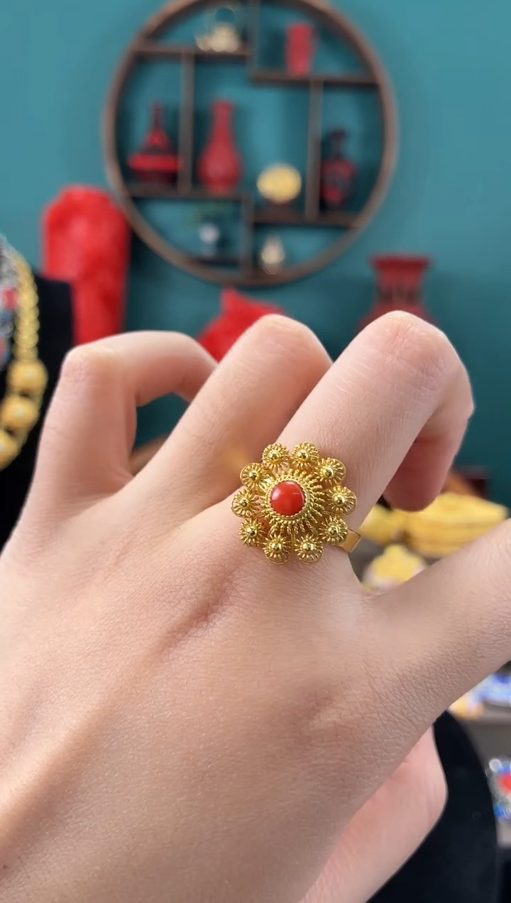 非遗手工花丝镶嵌戒指