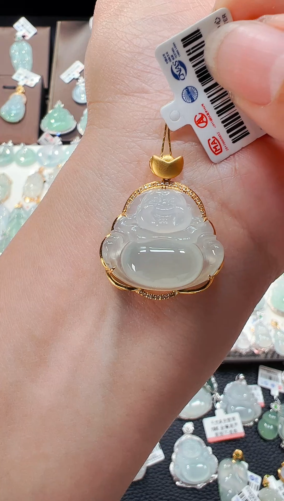 【闪购商品】翡翠吊坠(不含链)18K金镶嵌佛公吊坠968