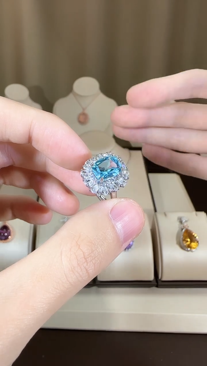 【闪购商品】托帕石戒指银S925镶嵌设计款10*8mm