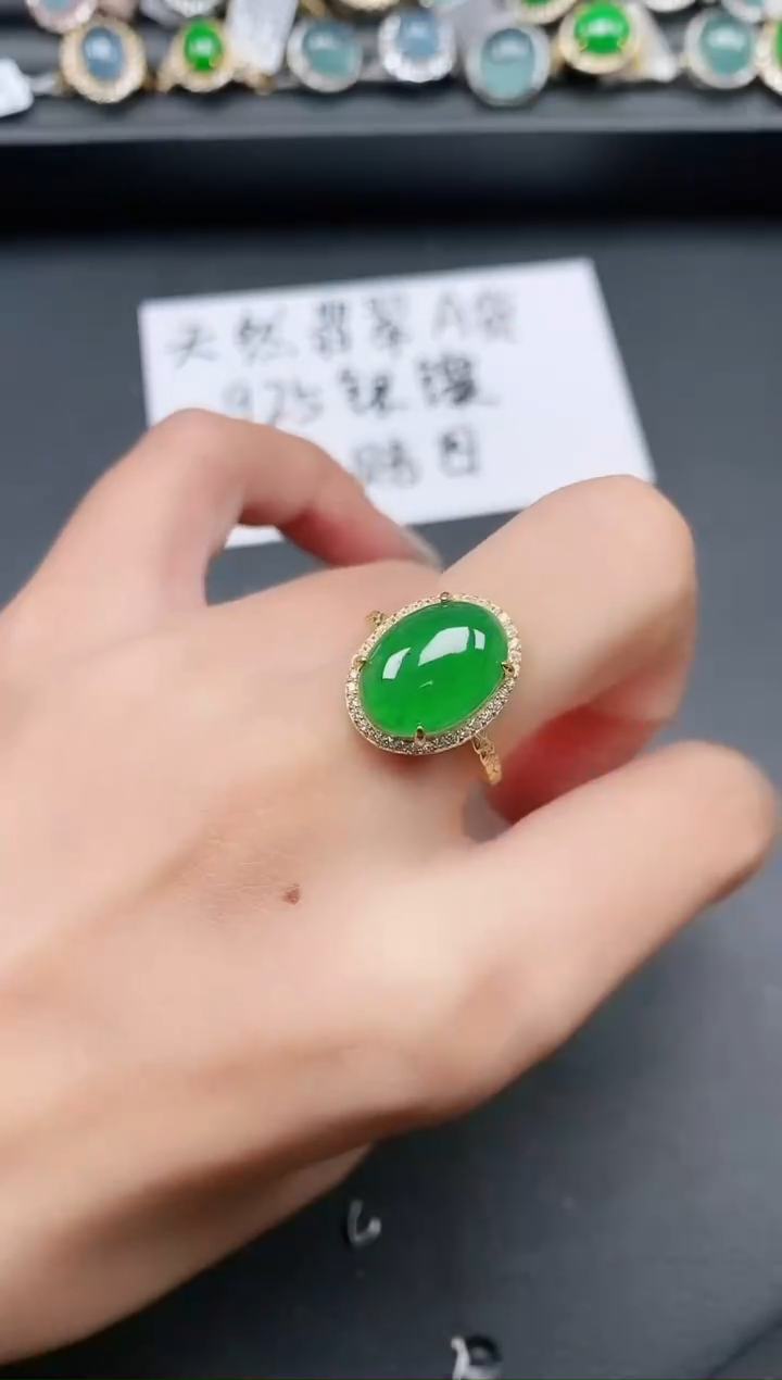 翡翠戒指银S925镶嵌11111111