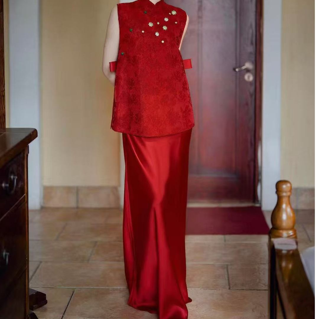 酒红色结婚敬酒小众气质