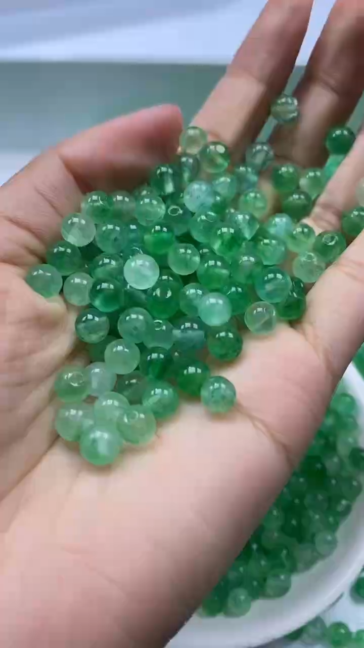 颈饰未镶嵌水晶W3389绿碧玺6mm*30颗