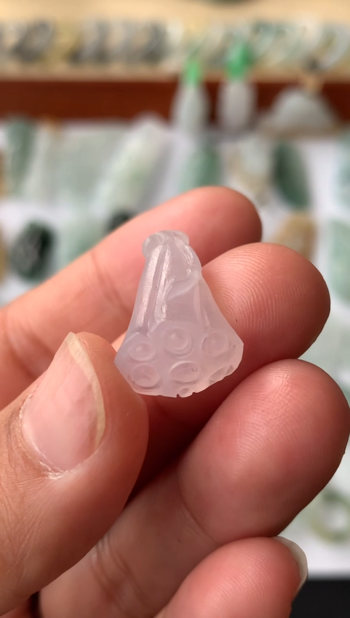 【闪购商品】定制翡翠未镶嵌冰胶淡紫莲蓬-450+45