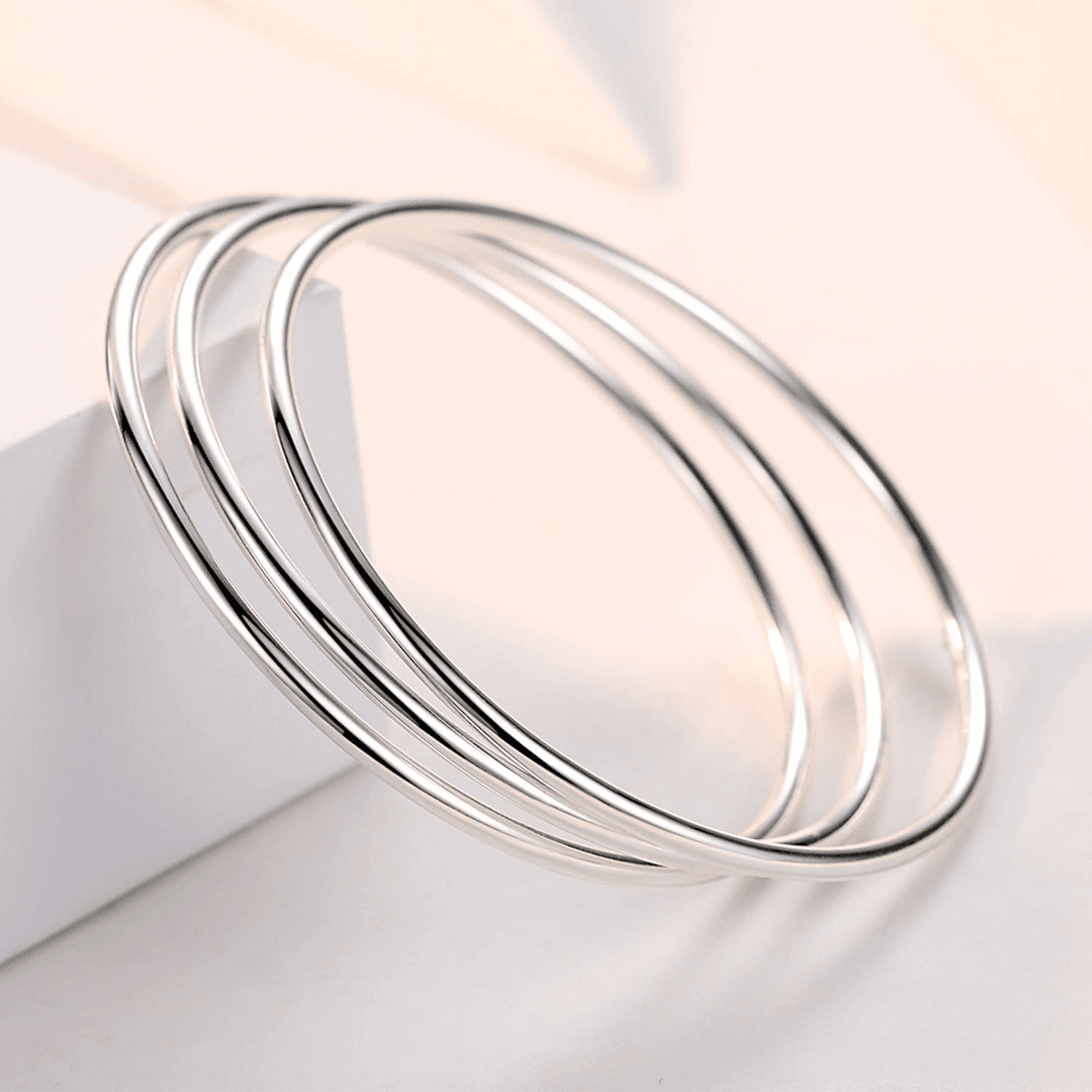 足银手镯 镯子足银999.9光面手镯简约素圈实心三生三世手镯细圈