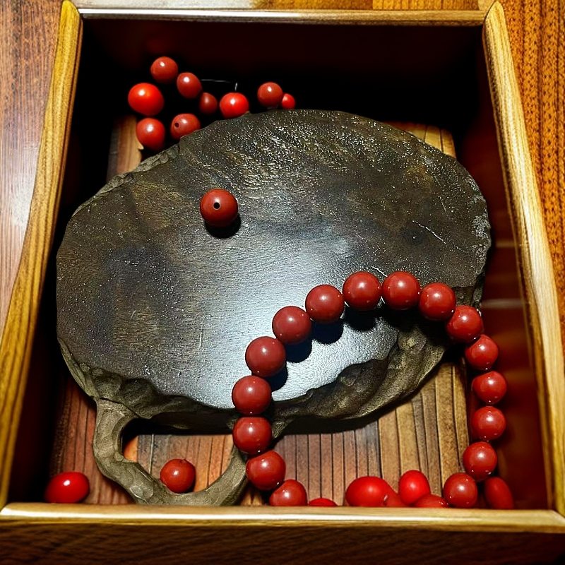 含辰砂工艺品天然辰砂朱砂手串 正品水飞砂 高档手串（送精美礼盒）