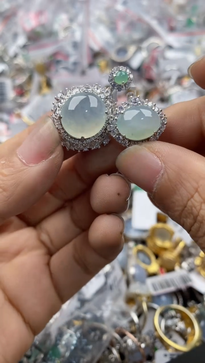 银S925镶嵌戒指翡翠1010---7