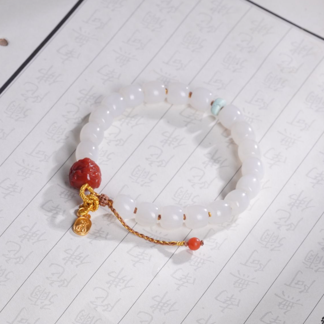 天然和田玉羊脂白单圈手串简约设计款—多样性发其一