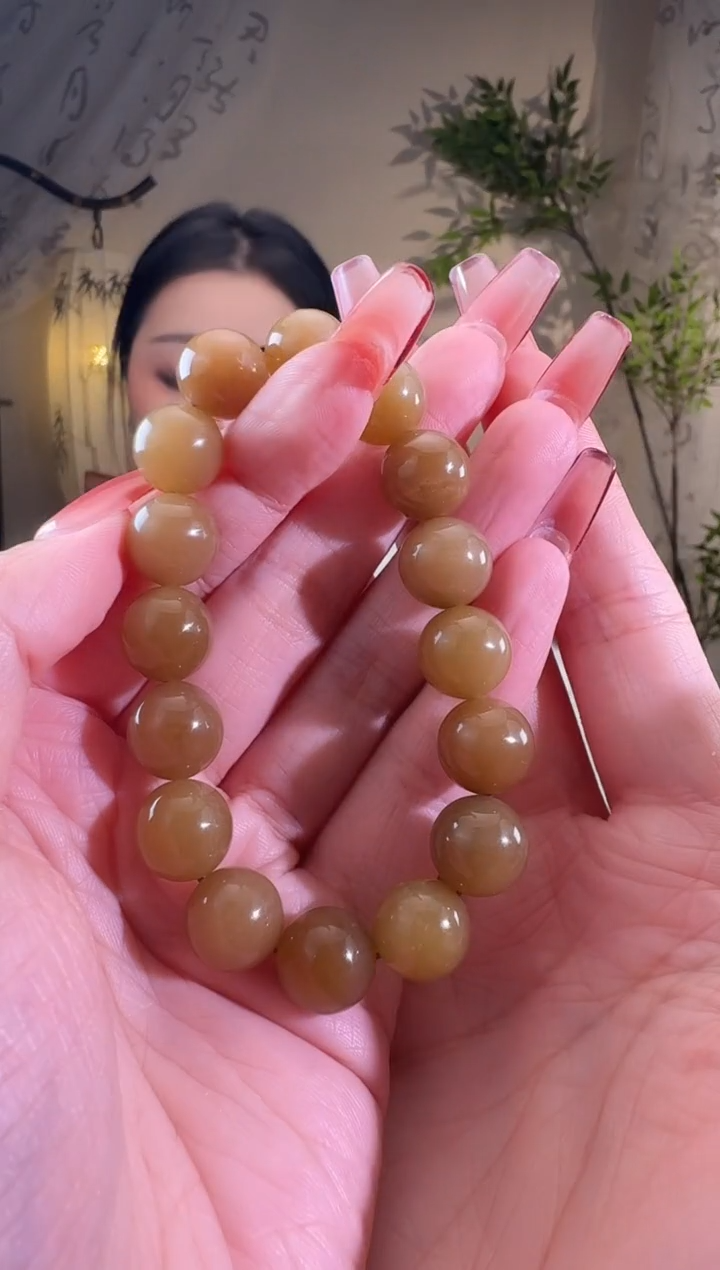 【闪购商品】和田玉手串未镶嵌红油糖手串带麻糖